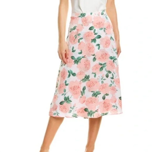 Show Me Your MuMu Dresses & Skirts - Show Me Your Mumu White Floral MOONLIGHT Midi Skirt Pink Roses Size XS